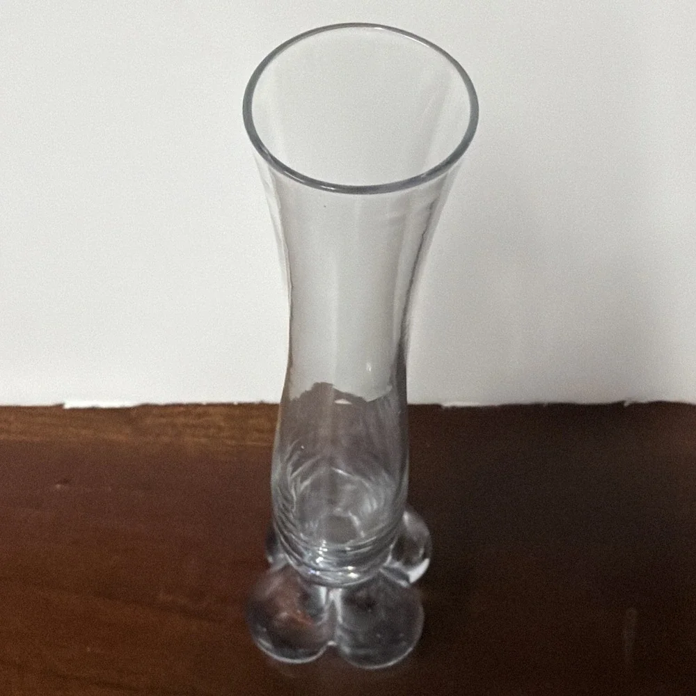 Dainty Clear‎ Art Glass Bud Vase with Ball Foot